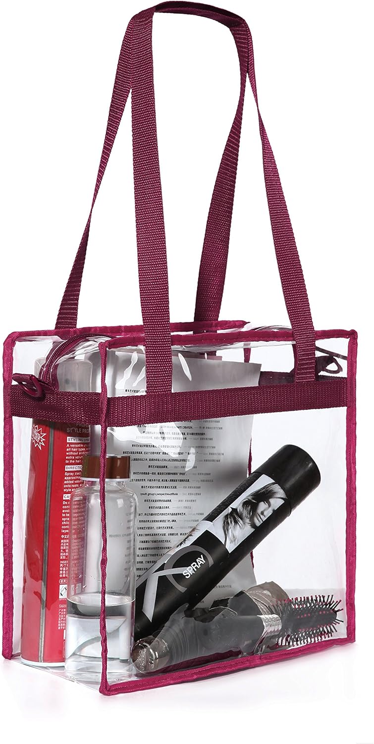 BAGAIL Clear Bags 12x6x12 Stadium Approved Clear Tote Bag with Zipper Closure Crossbody Shoulder Bag with Adjustable Strap - Image 4